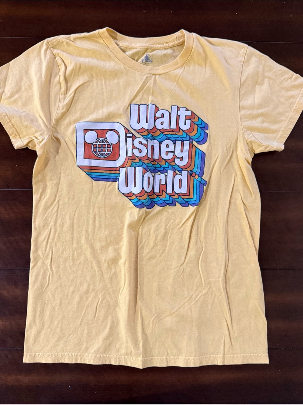 Disney Yellow Walt Disney World Retro Stripe Logo Tee
